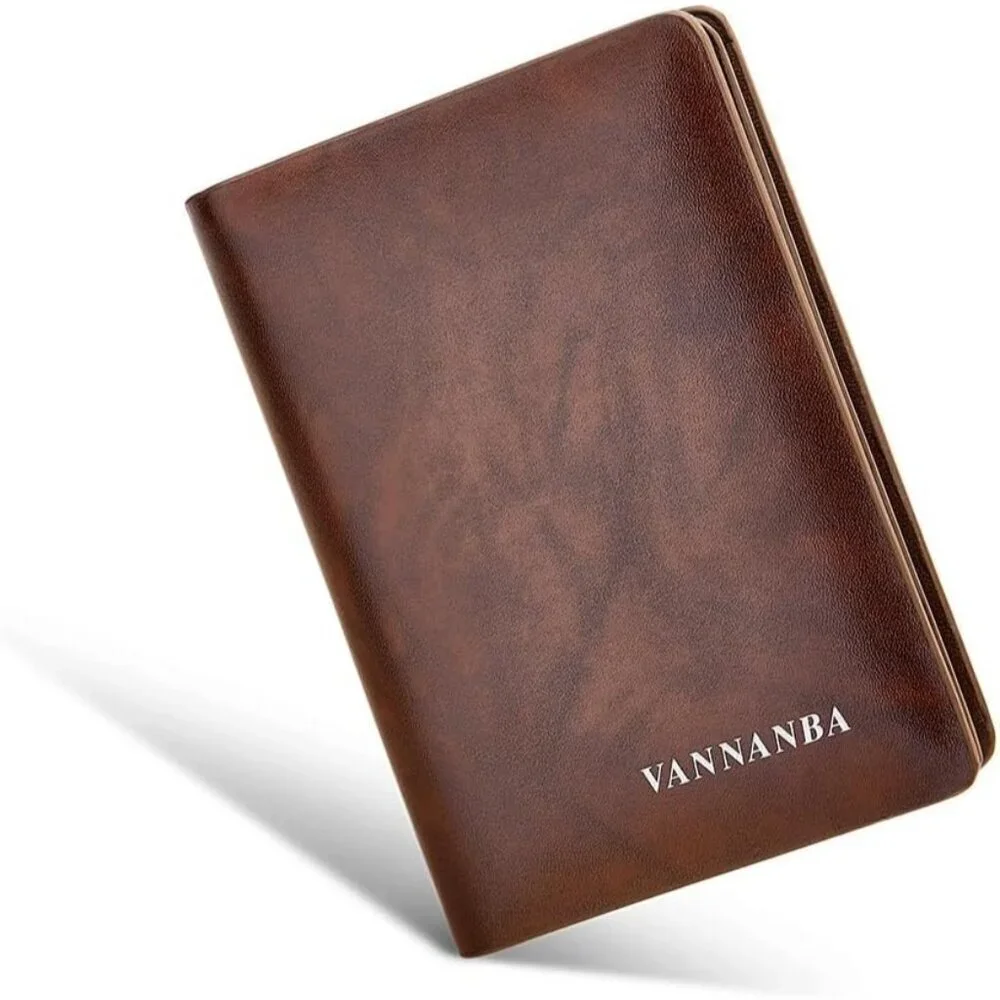 Men's Brown Genuine Leather Credit Holder Pocket Bifold Wallets Card Design
